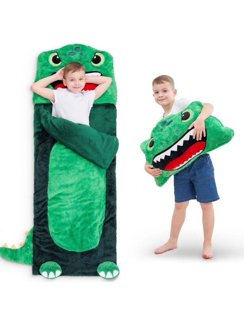 Cozy Dinosaur Sleeping Bag for Kids | Toddler Nap Mat for Daycare & Travel